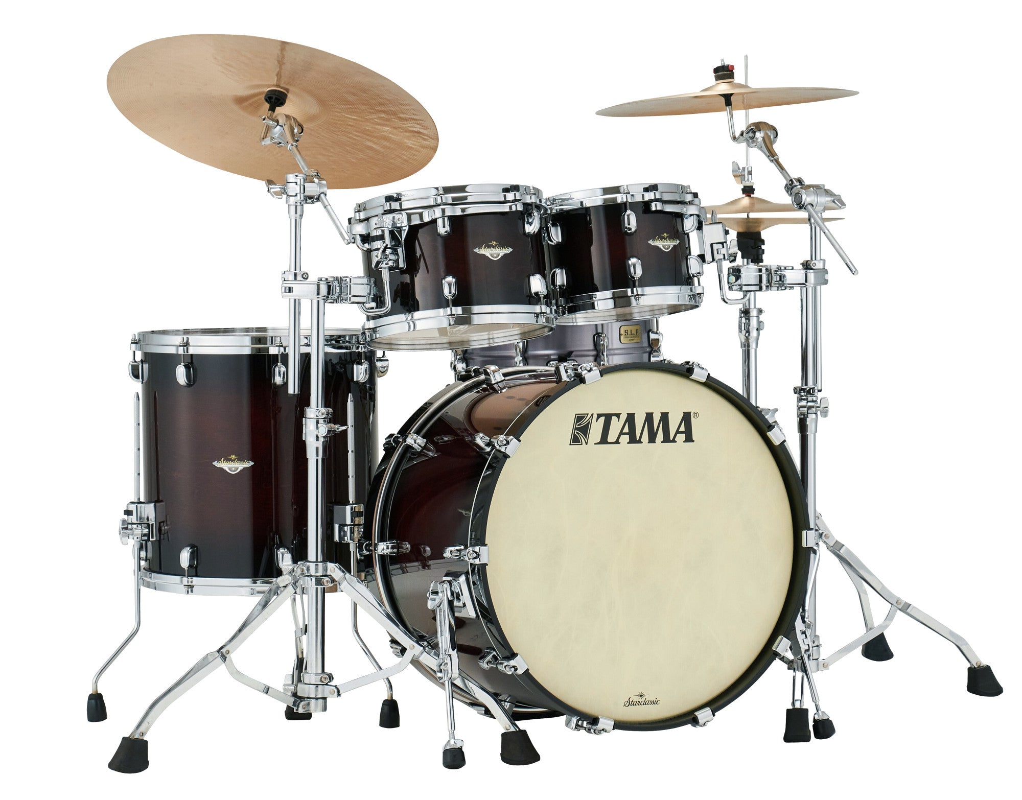 TAMA Starclassic Maple Lacquer Shell Kit 4 teilig - Dark Mocha Burst/Chrom HW