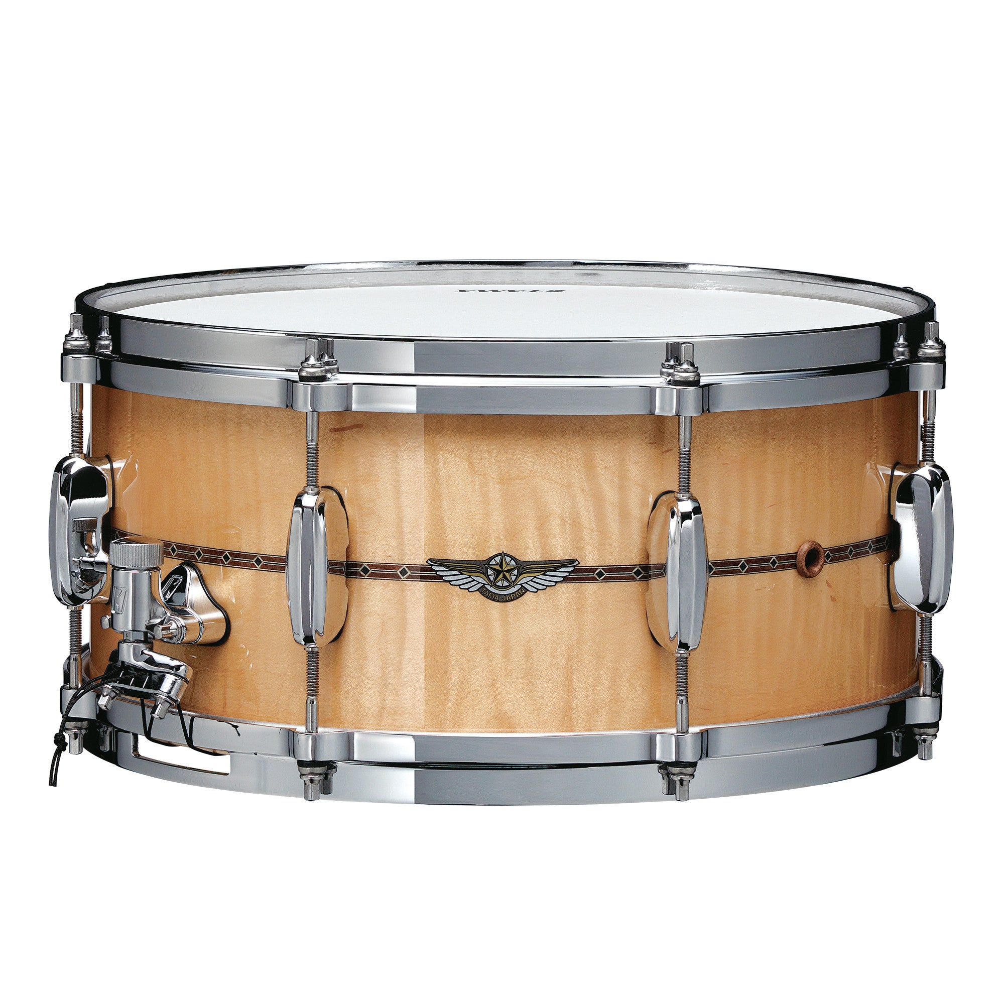 TAMA Star Maple Snaredrum 14" x 6,5" - Gloss Natural Curly Maple/Chrom HW - Outside Inlay