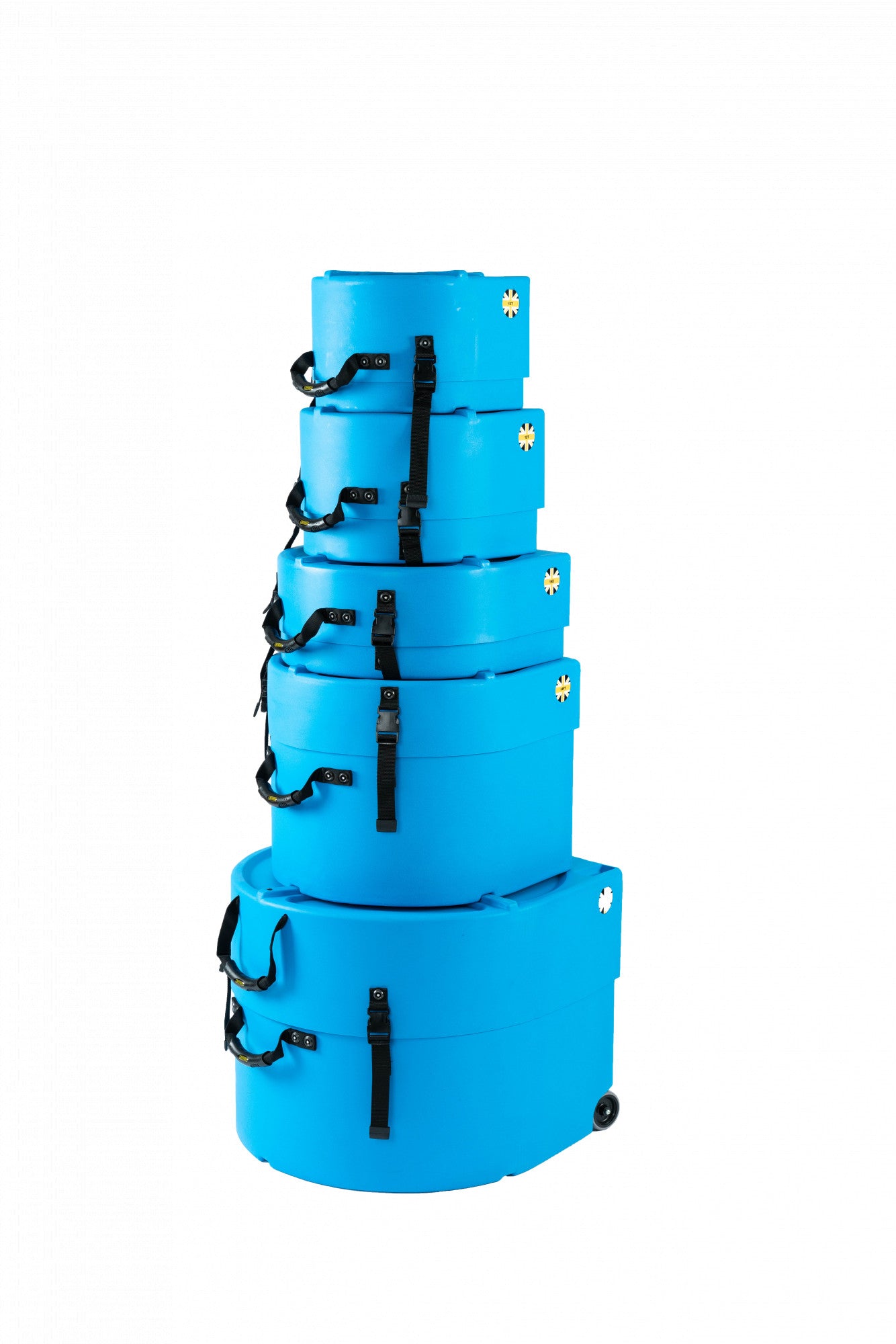 HARDCASE Fusion Case Set 2 - 20“ Bass Drum, 10“ Tom, 12“ Tom, 14“ Floor Tom, 14“ Snare Drum - Light Blue / komplett gepolstert