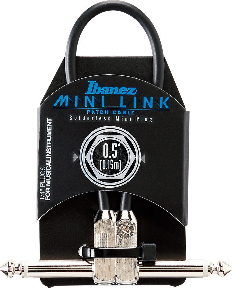 IBANEZ PA Serie (Standard) Instrumentenkabel -  - 2 abgewinkelte Stecker Patch Kabel - Klinke - Klinke, Schwarz - 0,15 m / 0,5 ft