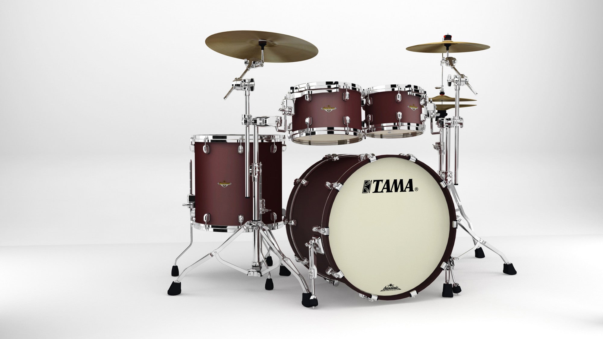 TAMA Starclassic Maple Lacquer Shell Kit 4 teilig - Flat Burgundy Metallic/Chrom HW