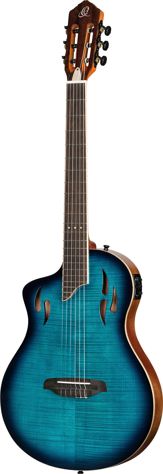 ORTEGA TourPlayer DeLuxe Konzertgitarre 6-String Lefty - Flamed Maple Blue + Gigbag