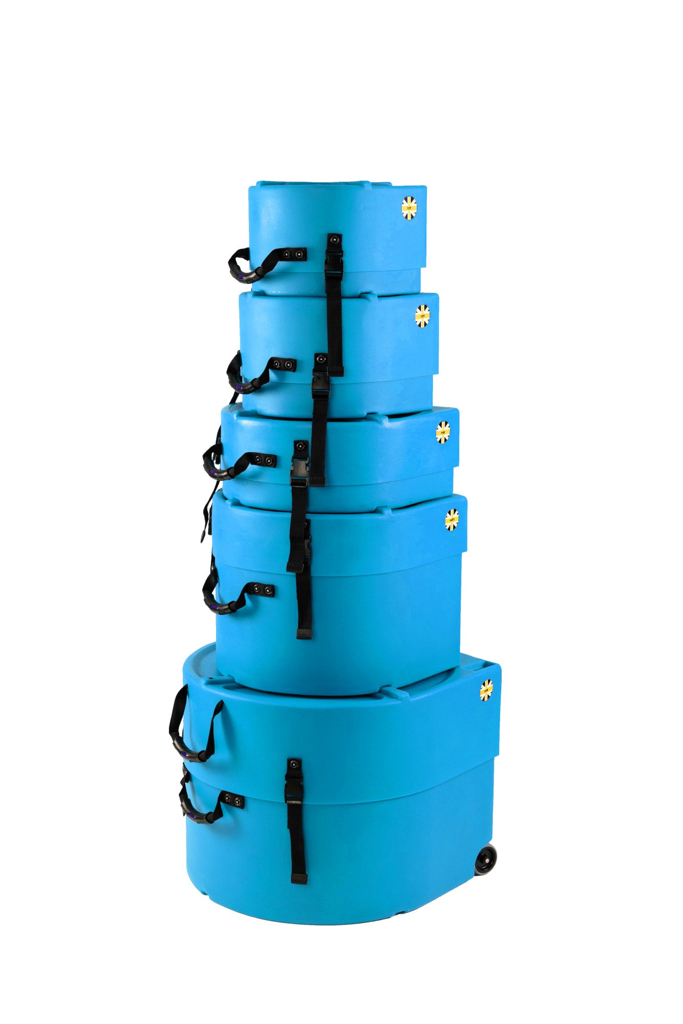 HARDCASE Rock/Fusion Case Set - 22“ Bass Drum, 10“ Tom, 12“ Tom, 16“ Floor Tom, 14“ Snare Drum - Light Blue / Schaumstoffpads