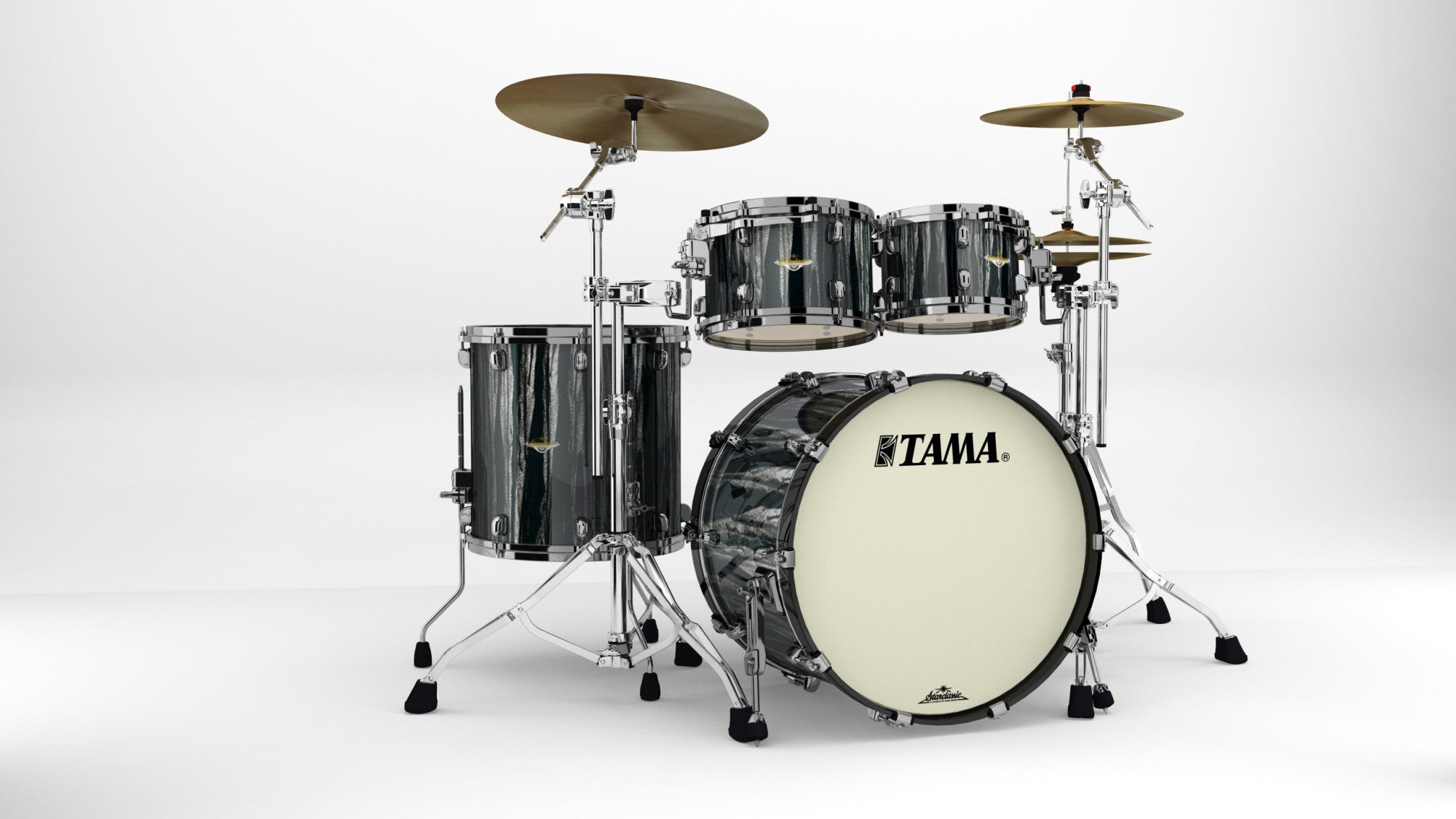 TAMA Starclassic Maple Lacquer Shell Kit 4 teilig - Black Clouds & Silver Linings/Black Nickel HW