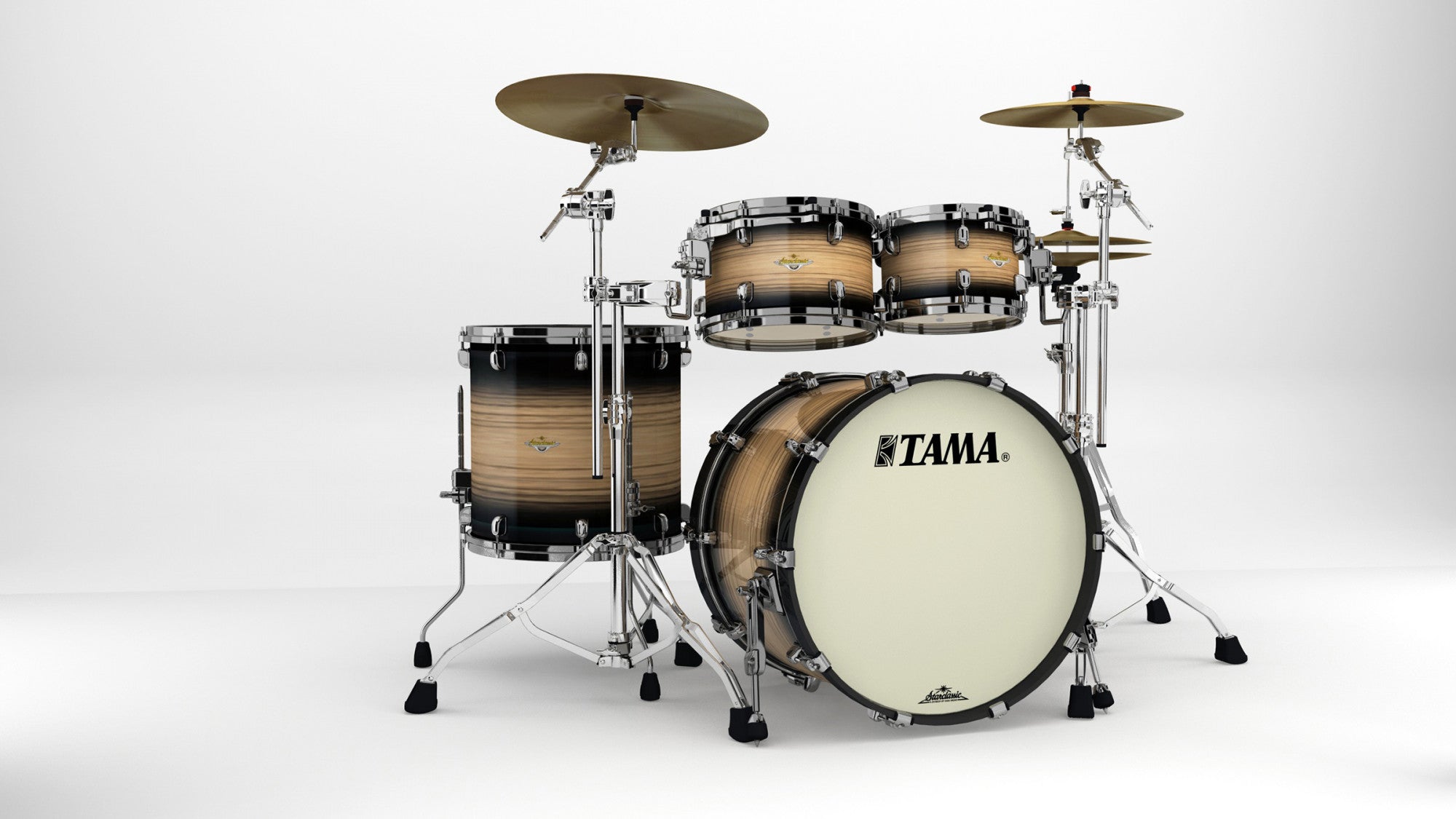 TAMA Starclassic Maple Exotic Shell Kit 4 teilig - Natural Pacific Walnut Burst/Black Nickel HW
