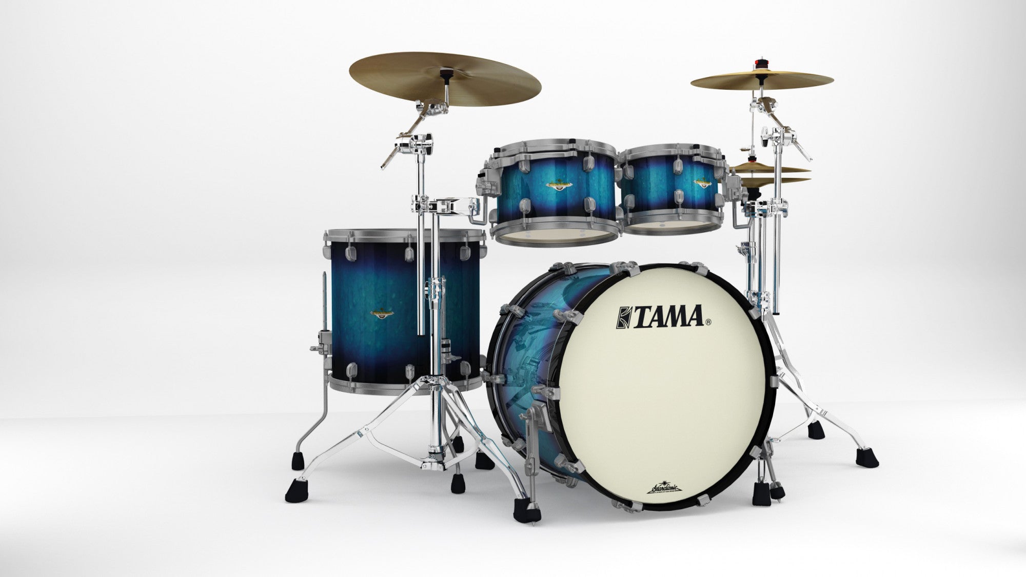 TAMA Starclassic Maple Lacquer Shell Kit 4 teilig - Molten Electric Blue Burst/Smoked Black Nickel HW