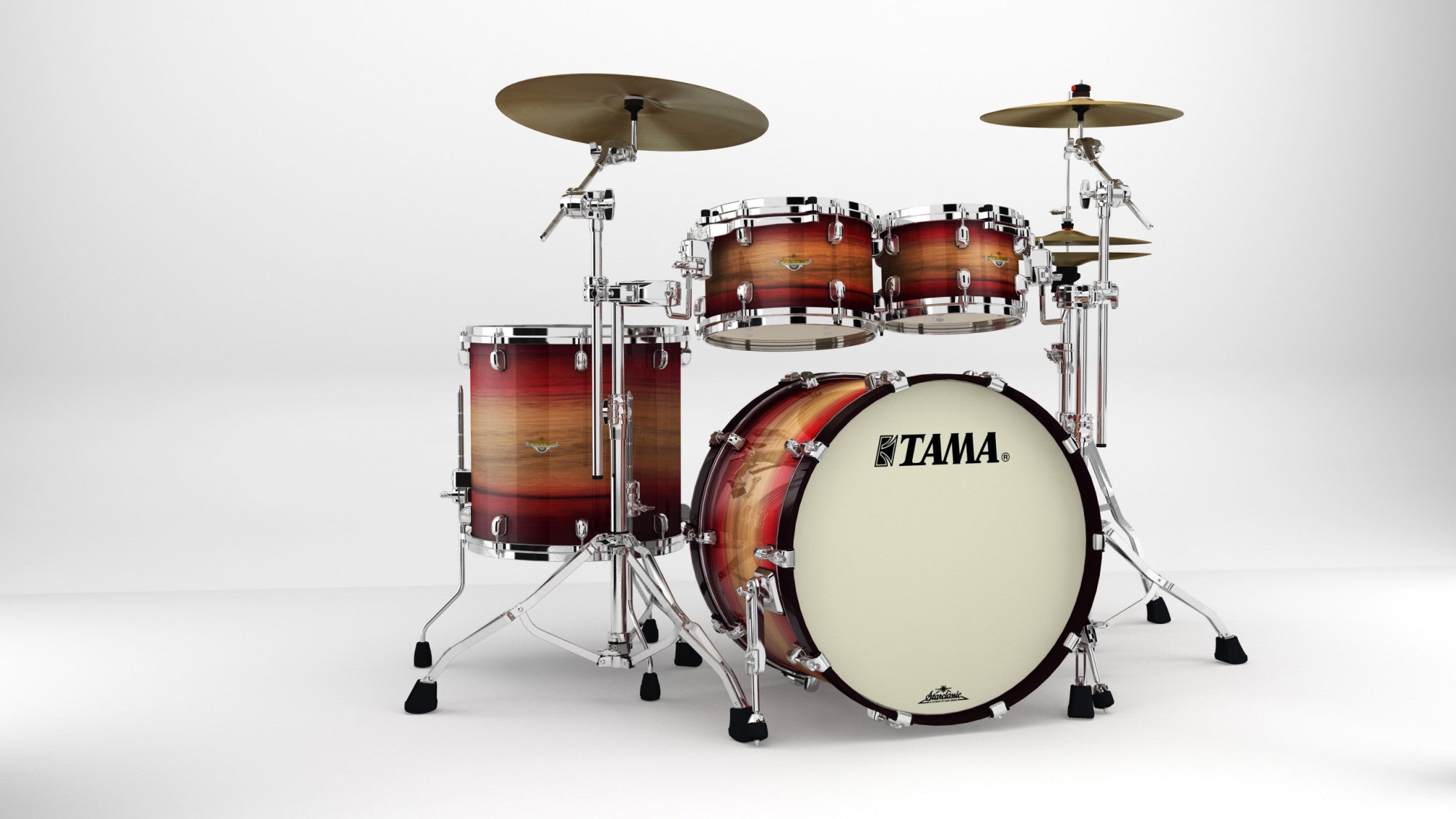 TAMA Starclassic Maple Exotic Shell Kit 4 teilig - Ruby Pacific Walnut Burst/Chrom HW