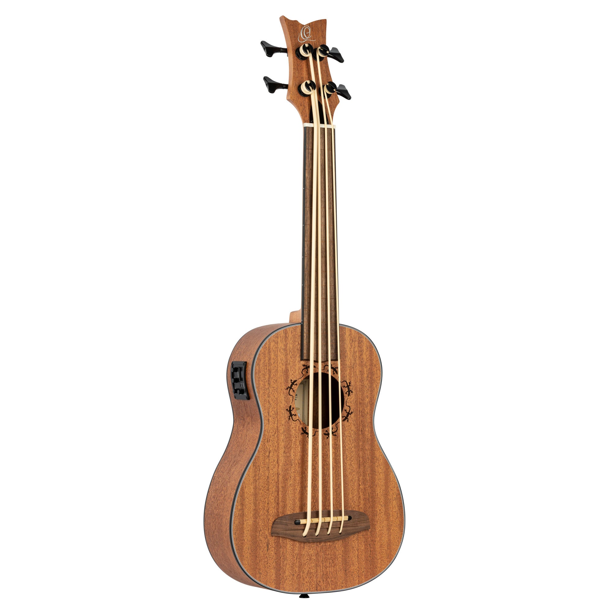 ORTEGA Lizard Serie Short Scale Fretless Uke Bass 4 String - Mahogany Natural + Bag