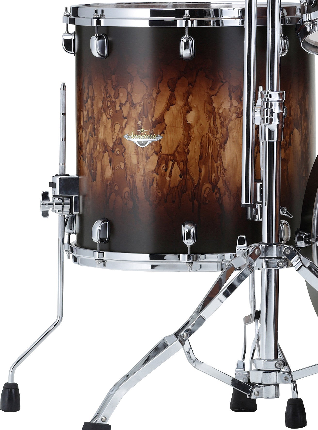 TAMA Starclassic Maple Lacquer Floor Tom 14" x 14" - Molten Satin Brown Burst/Chrom HW