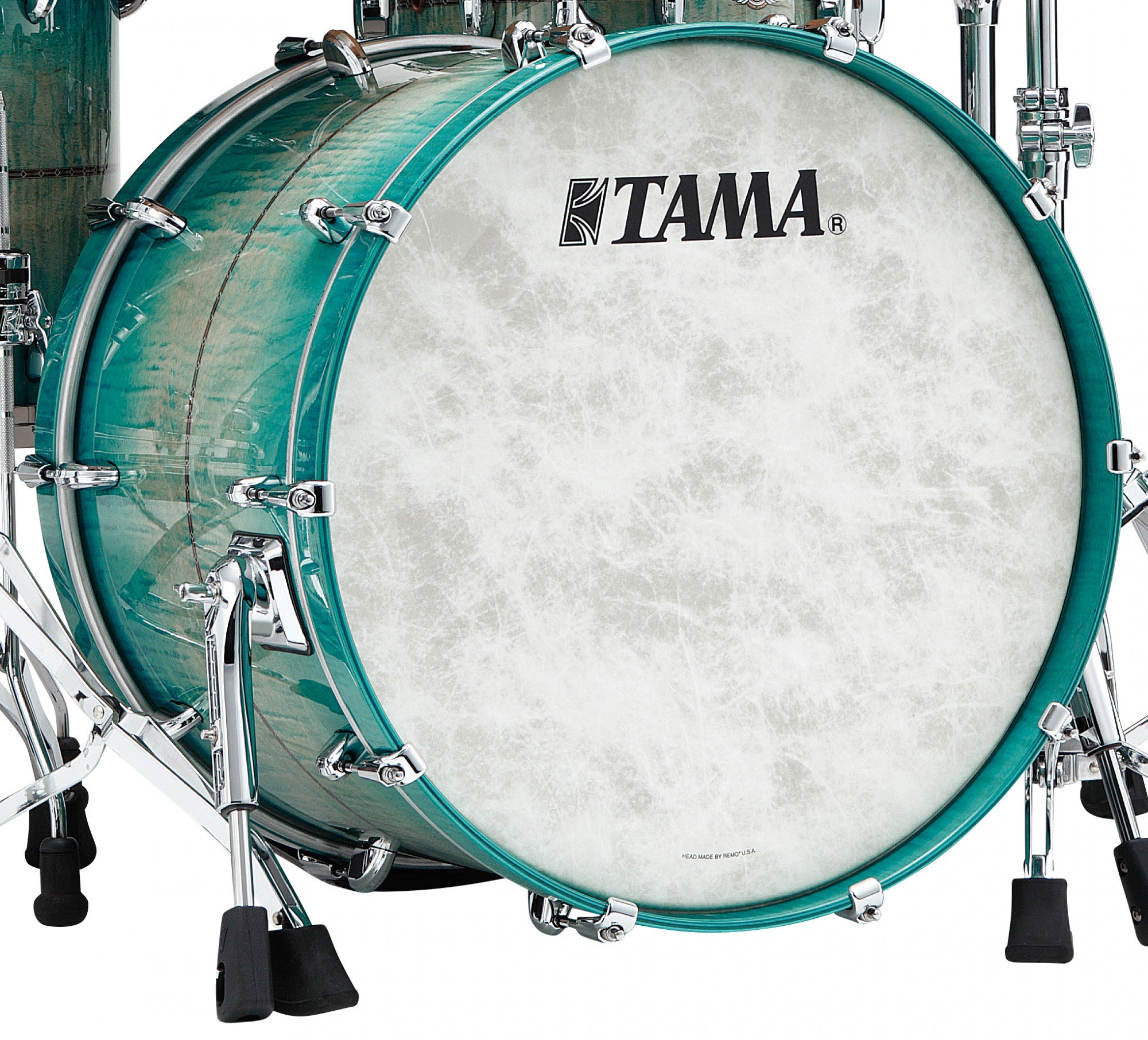 TAMA STAR Maple Bass Drum 22" x 16" - Emerald Sea Curly Maple Burst/Chrom HW/Drum Hoop Matched mit Inlay (outside)