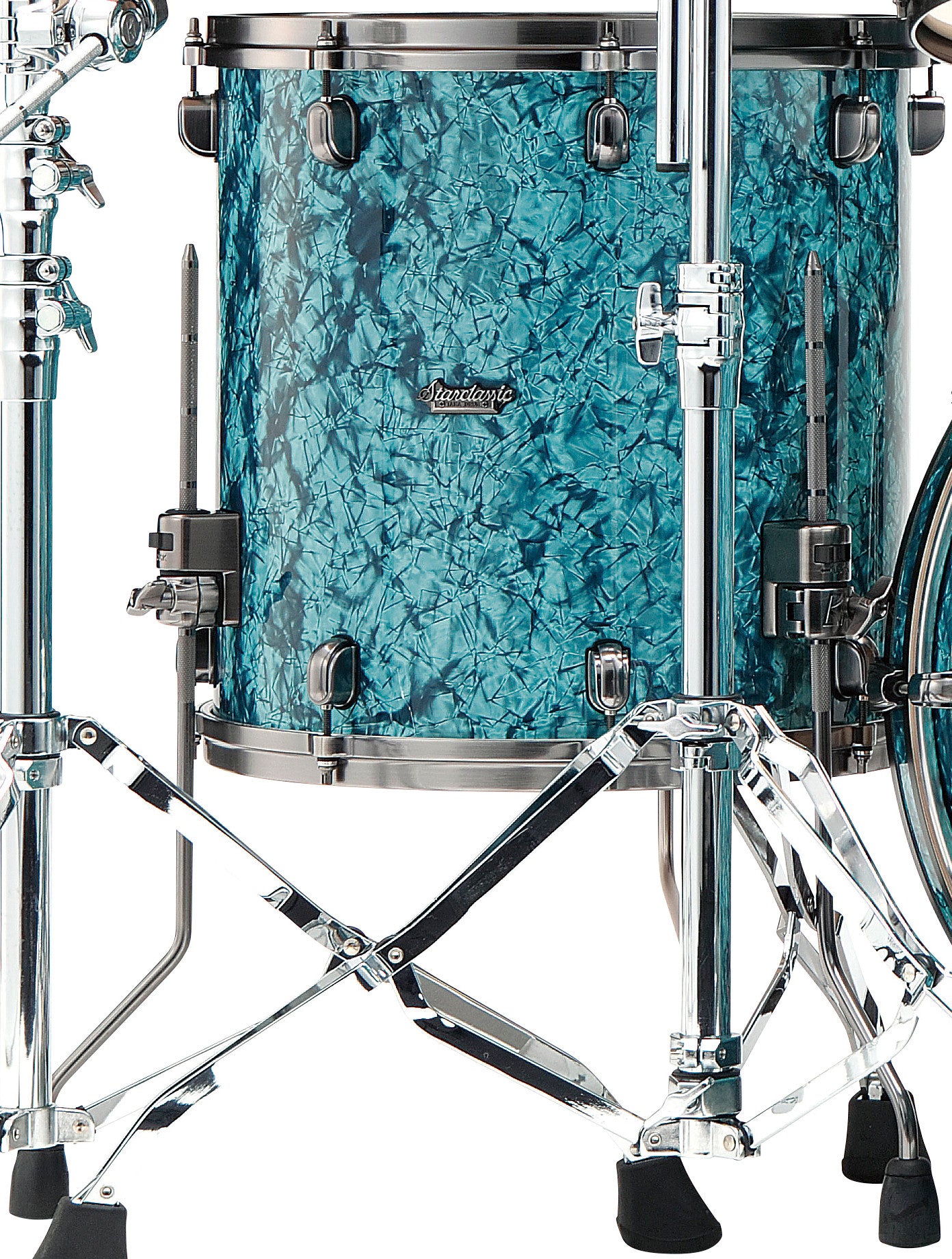 TAMA Starclassic Maple Duracover Wrap Floor Tom 14" x 14" - Turquoise Pearl/Smoked Black Nickel HW
