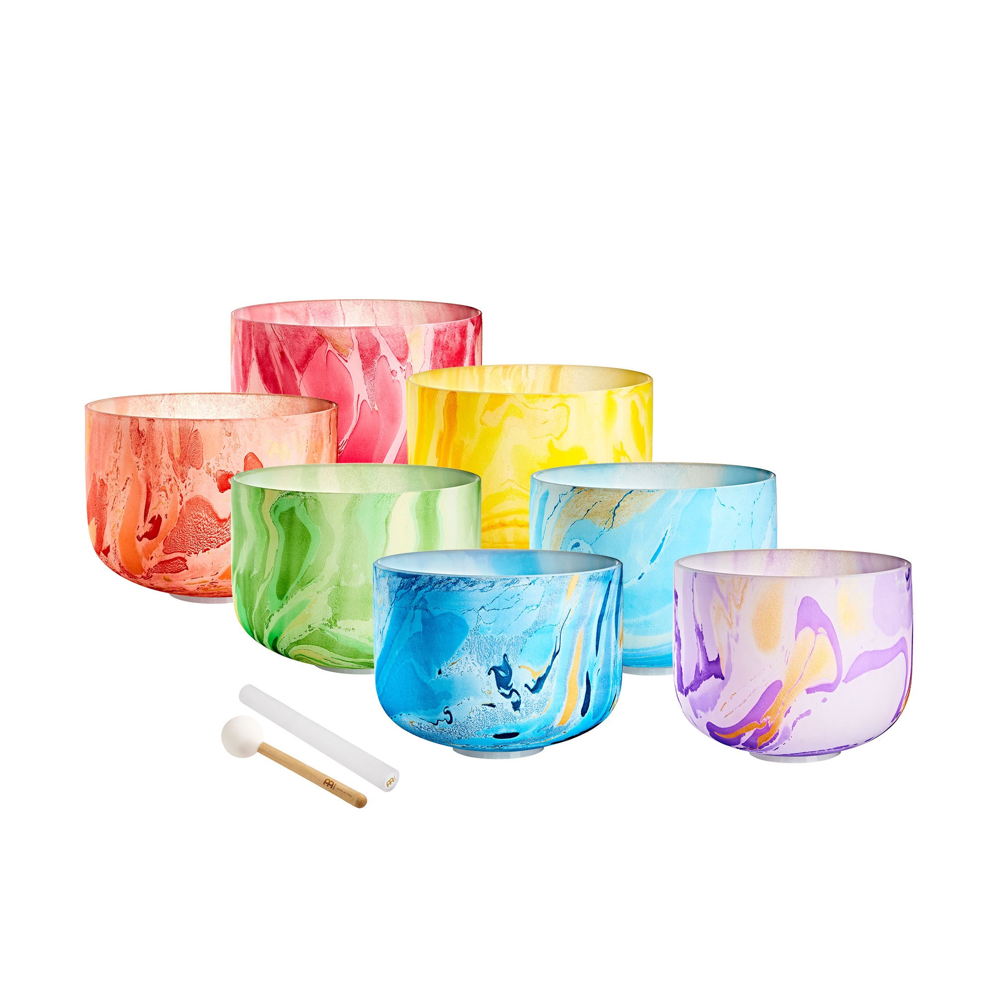 MEINL Sonic Energy Marmor-Kristallklangschalen-Chakra-Set 7 teilig - B4/A4/G4/F4/E4/D4/C4/432 Hz