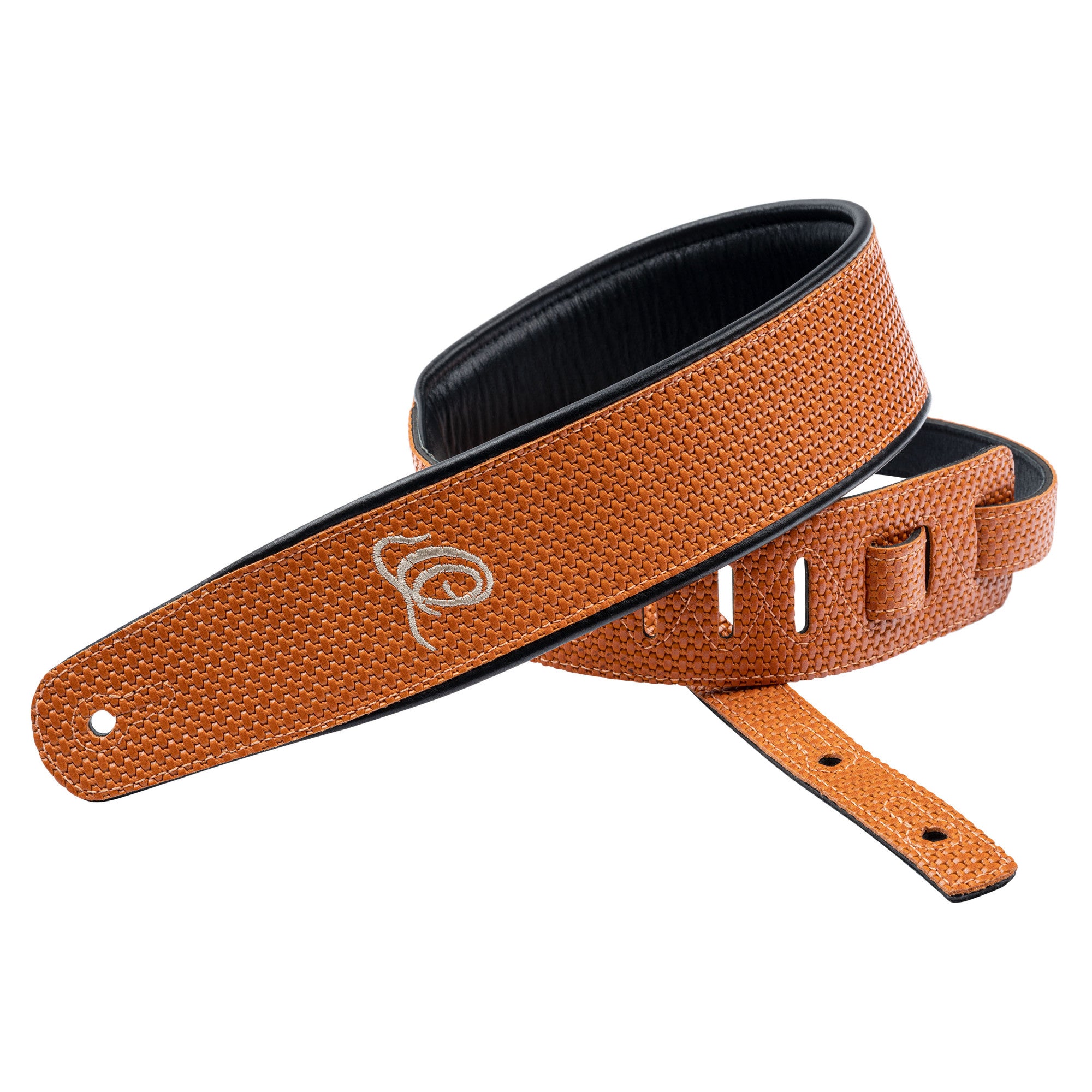 ORTEGA Echtledergitarrengurt - Orange Braid