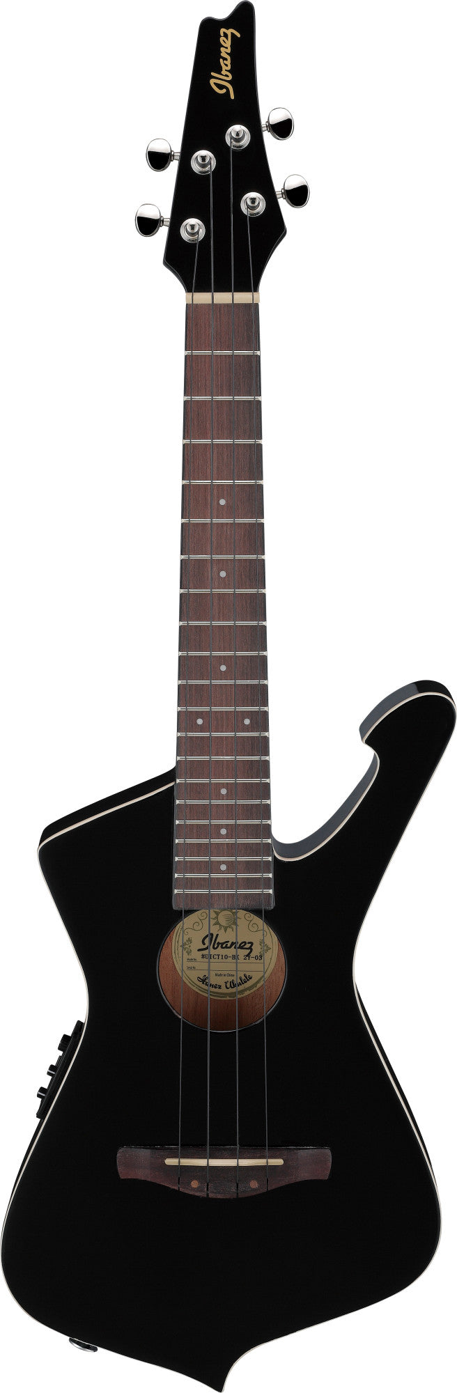 IBANEZ Iceman Tenor Ukulele mit Preamp und Tonabnehmern 4 String - Black High Gloss