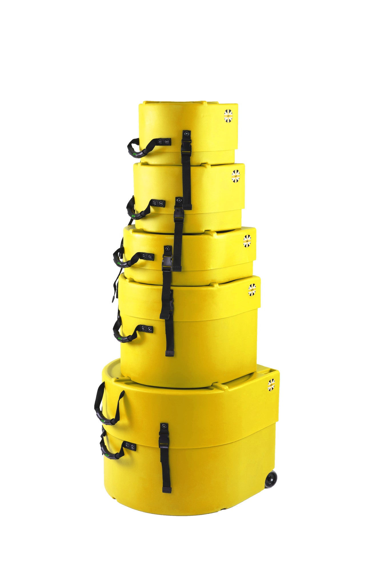 HARDCASE Standard Case Set - 22“ Bass Drum, 12“ Tom, 13“ Tom, 16“ Floor Tom, 14“ Snare Drum - Yellow / komplett gepolstert