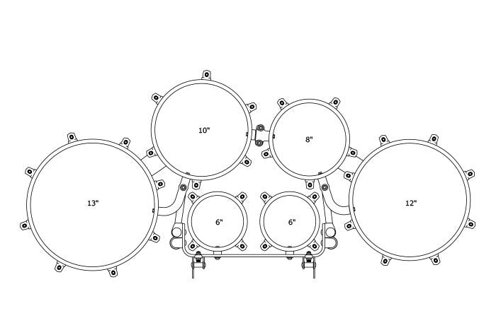 TAMA Fieldstar Rudiment Marching Tenor Drum small sextet 6" / 6" / 8" / 10" / 12" / 13" - Dark Cherry Fade/Chrom HW