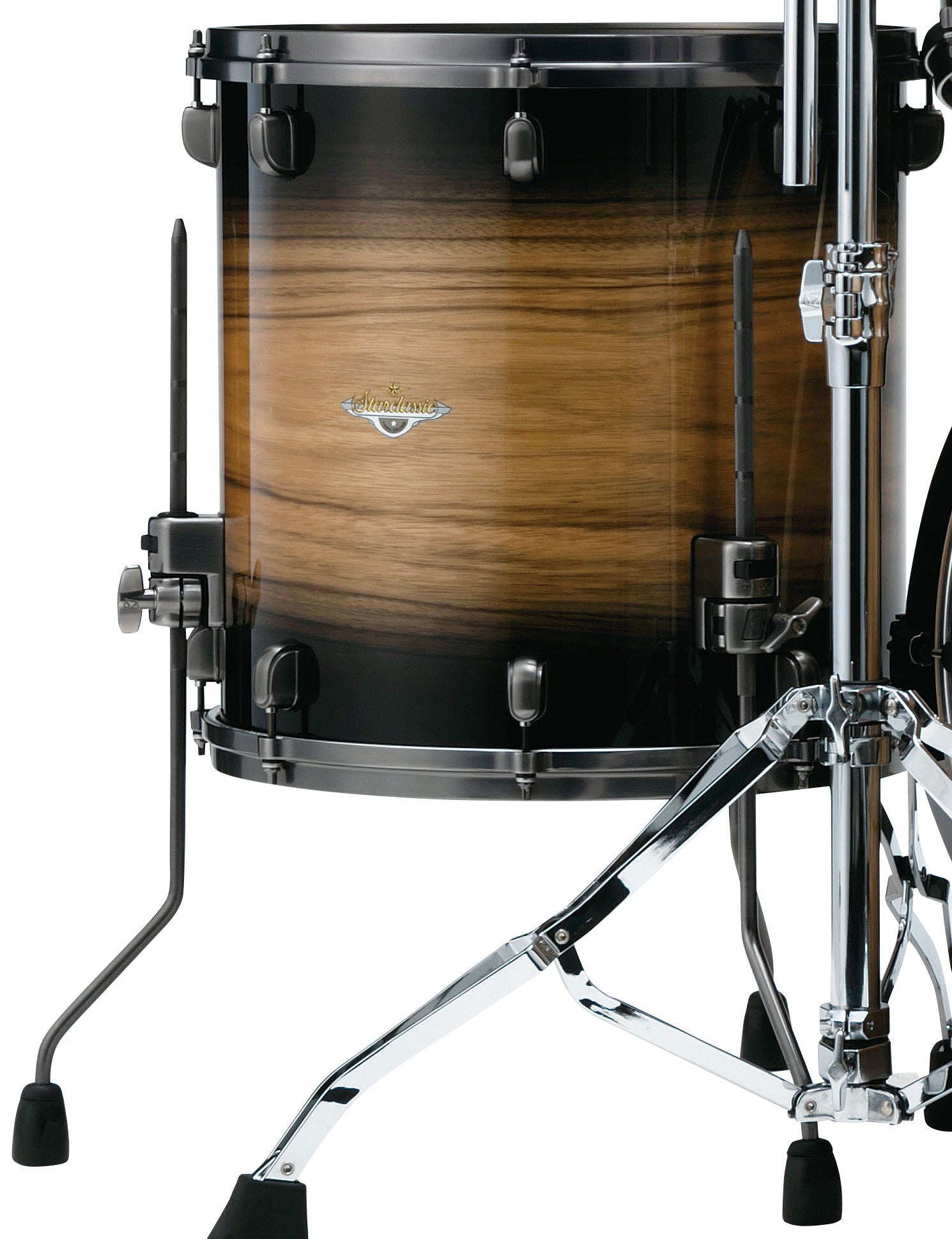 TAMA Starclassic Maple Exotic Floor Tom 18" x 16" - Natural Pacific Walnut Burst/Smoked Black Nickel HW