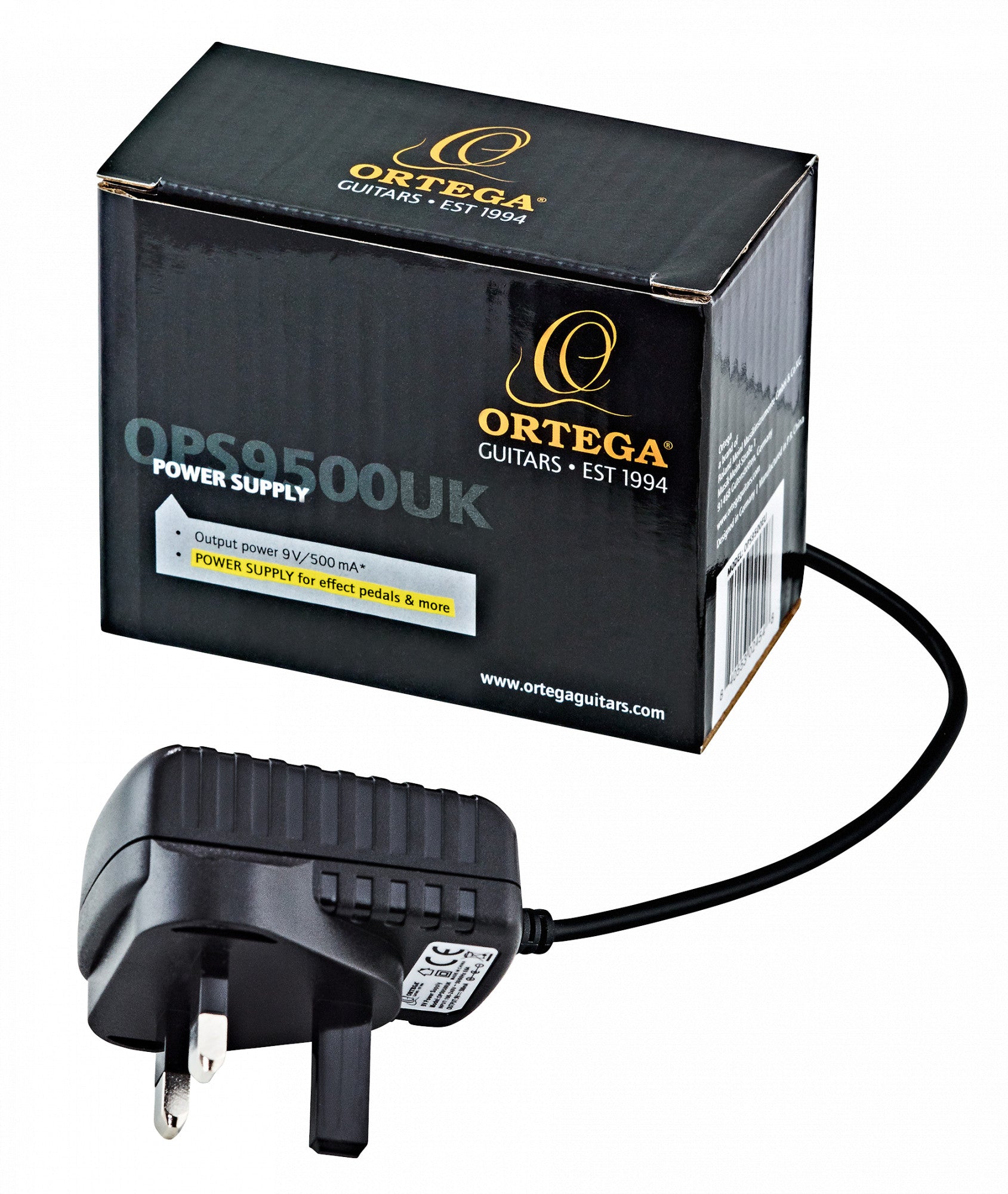 ORTEGA Netzstecker - 3m Kabel, 9V/500MA UK / CE Zertifiziert