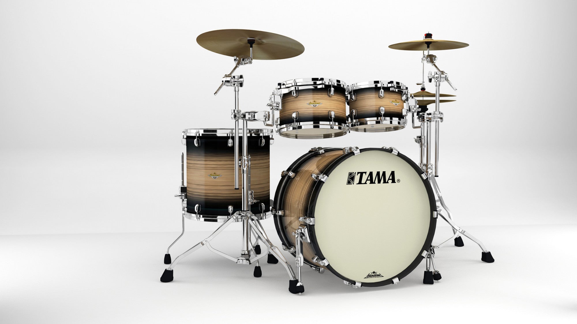 TAMA Starclassic Maple Shell Kit 4 teilig - Natural Pacific Walnut Burst/Chrom HW