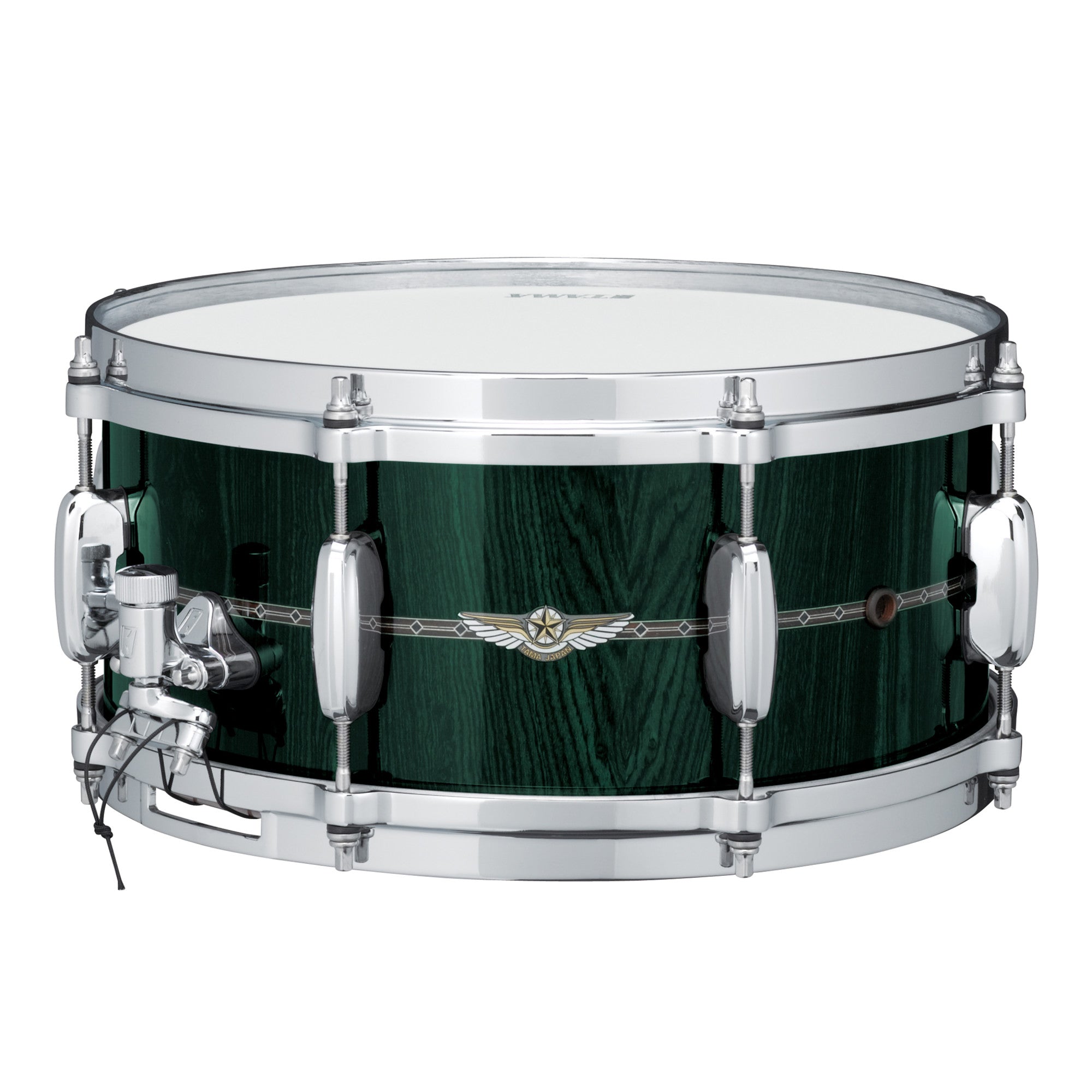TAMA STAR Bubinga Snaredrum 13" x 6" - Dark Green Cordia/Chrom HW - Inside & Outside Inlay