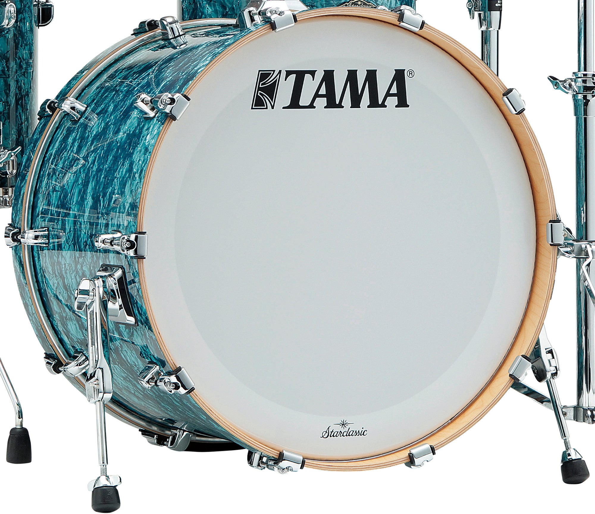 TAMA Starclassic Walnut/Birch Duracover Wrap Bass Drum 22" x 16" - Turquoise Pearl/Chrom HW/ohne Tom Halter