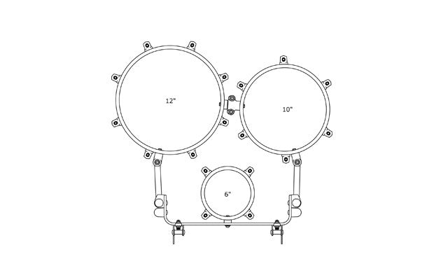 TAMA Fieldstar Rudiment Marching Tenor Drum trio 6" / 10" / 12" - Sugar White/Chrom HW