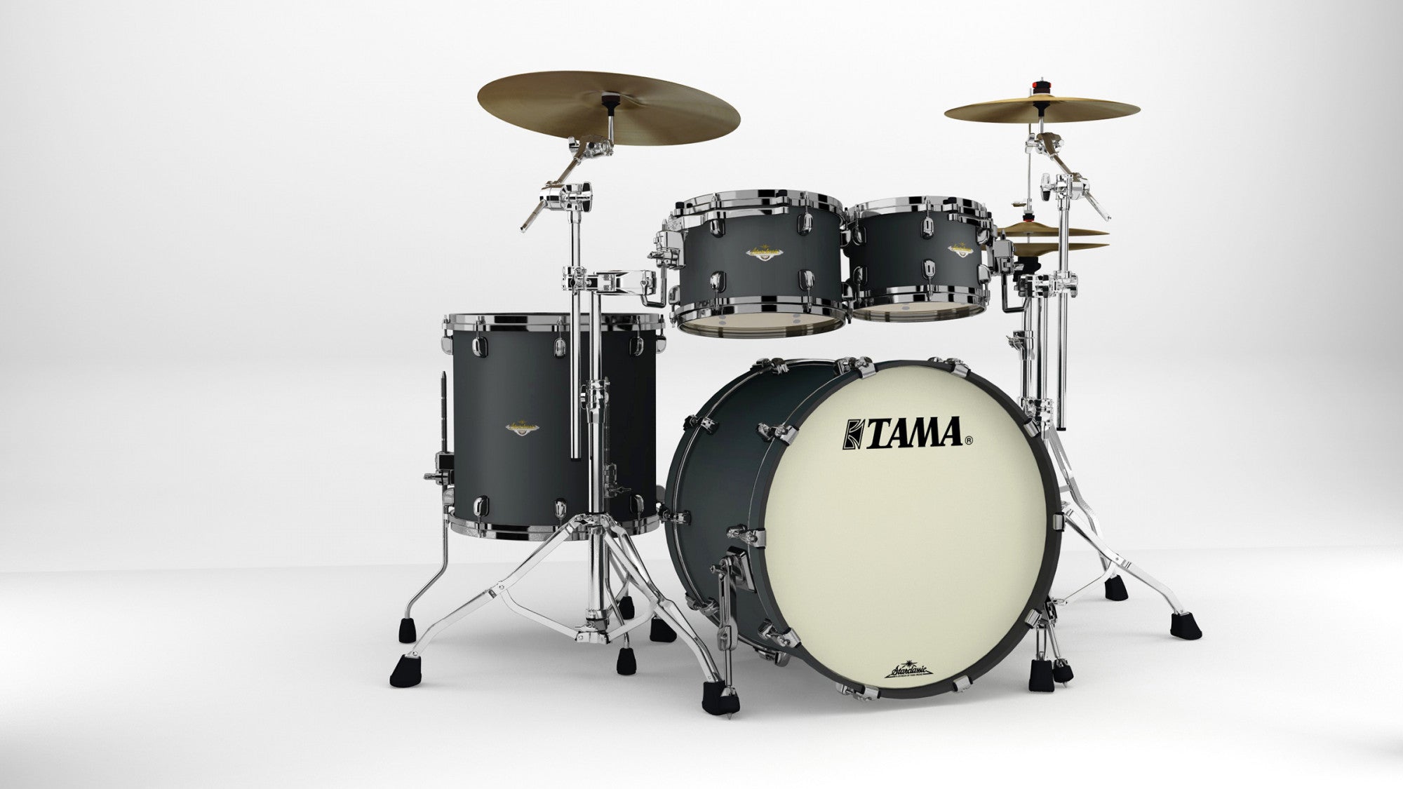 TAMA Starclassic Maple Lacquer Shell Kit 4 teilig -  Flat Black/Black Nickel HW