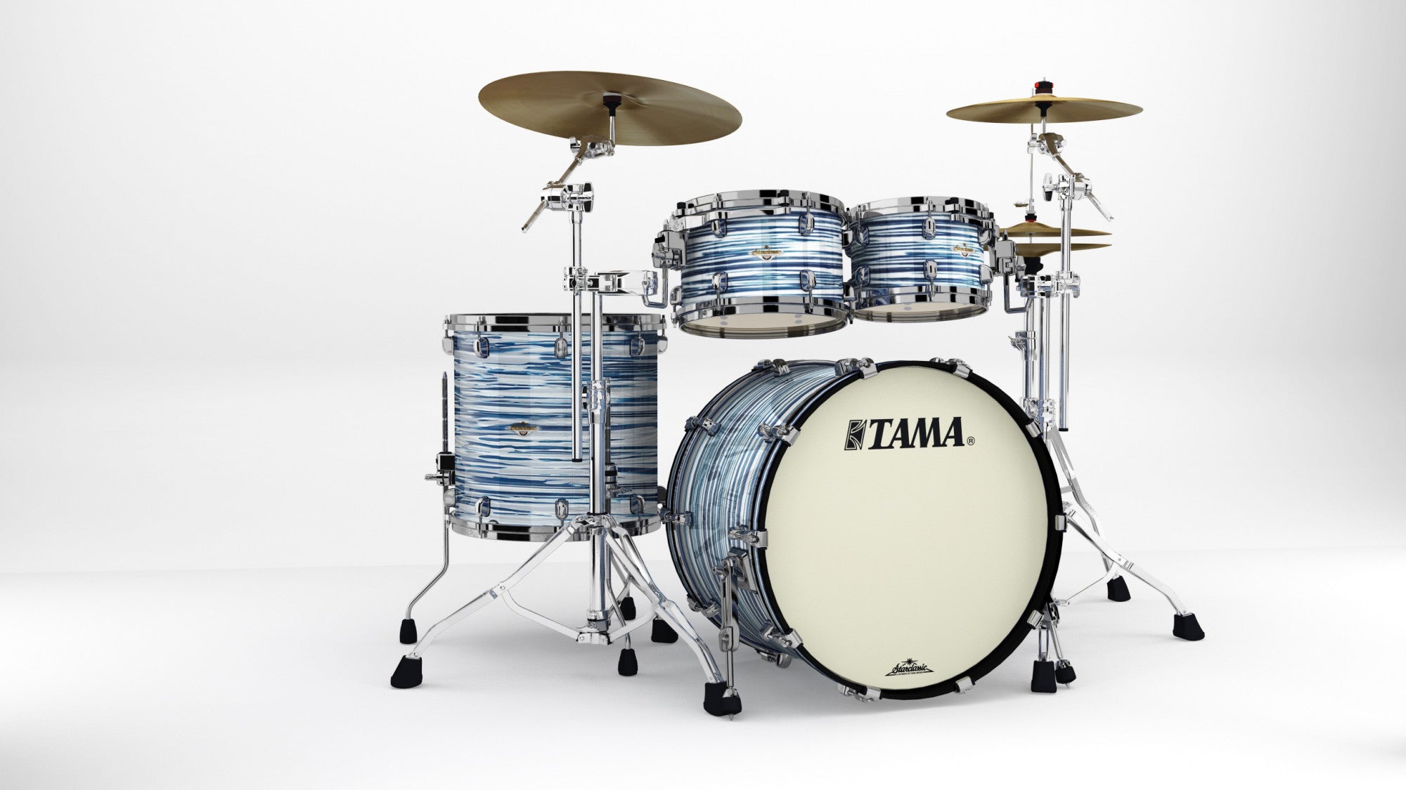 TAMA Starclassic Maple Duracover Wrap Shell Kit 4 teilig - Blue & White Oyster/Black Nickel HW