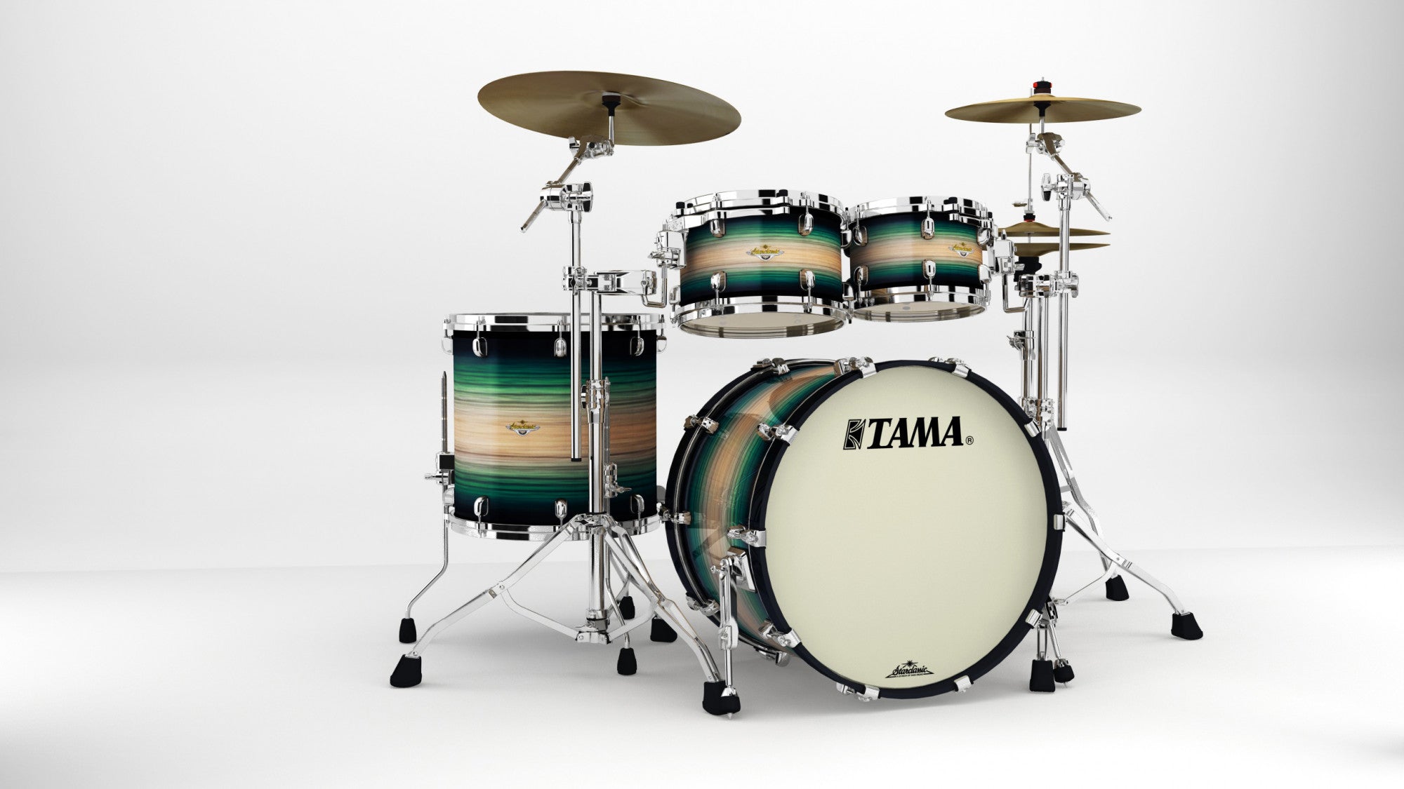 TAMA Starclassic Maple Exotic Shell Kit 4 teilig - Emerald Pacific Walnut Burst/Chrom HW