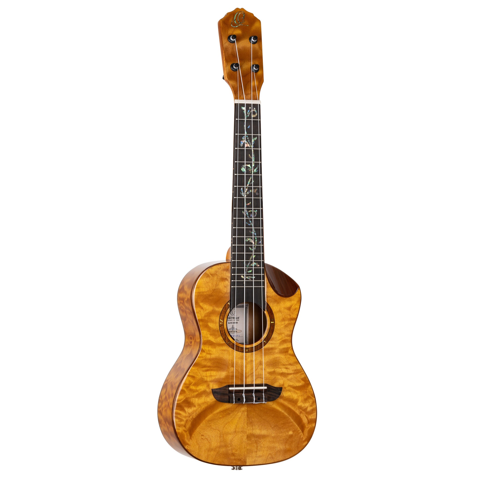 1B ORTEGA Elite Series Konzert Ukulele 4 String - massive Wölkchenahorndecke + Bag
