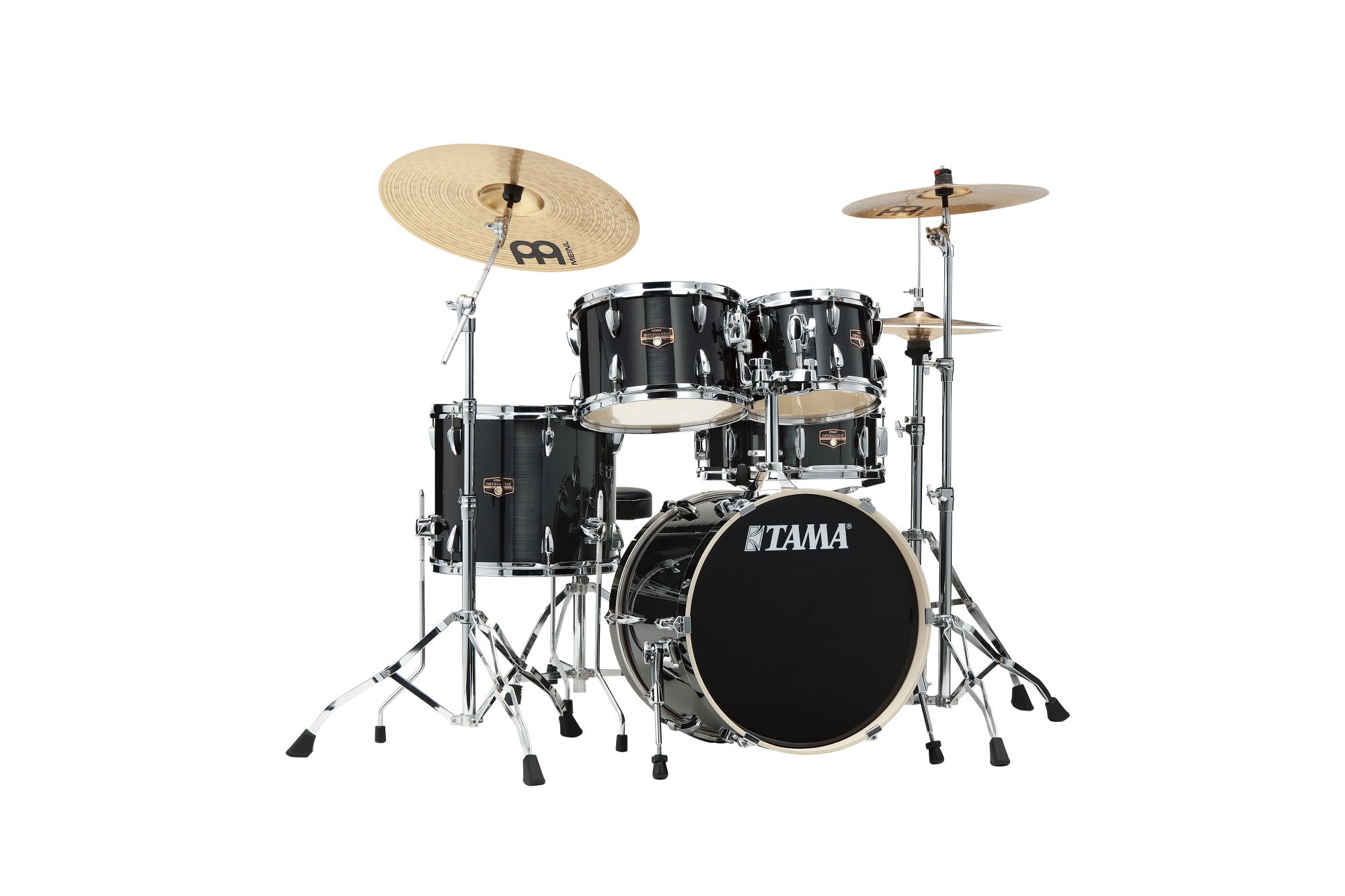 TAMA Imperialstar Drum Set 5 teilig - Hairline Black/Chrom HW + MEINL Cymbals HCS Cymbal Kit/Stage Master Double-Braced Hardware Kit