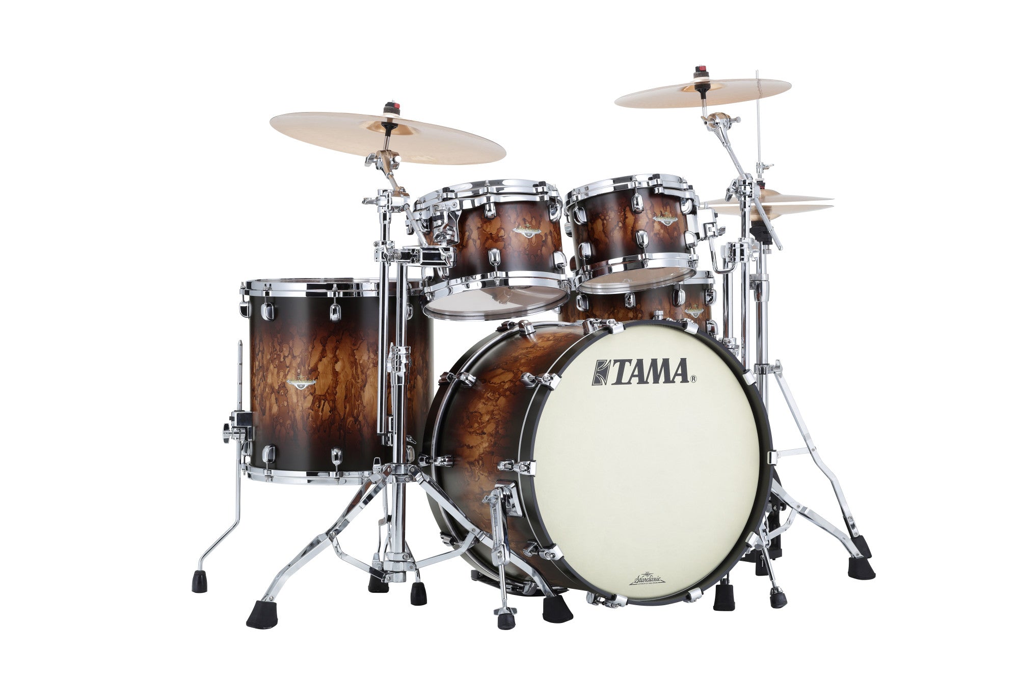 TAMA Starclassic Maple Lacquer Shell Kit 4 teilig - Molten Satin Brown Burst/Chrom HW