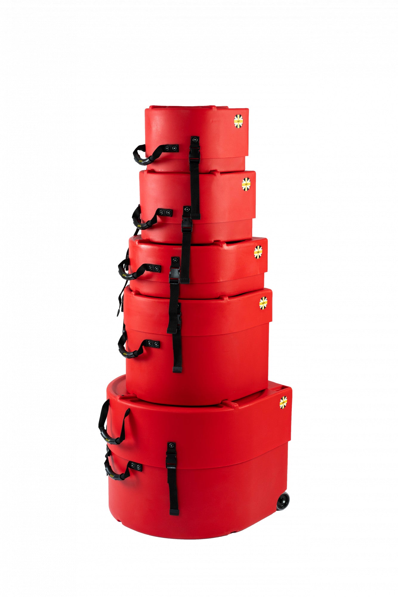 HARDCASE Rock/Fusion Case Set- 22“ Bass Drum, 10“ Tom, 12“ Tom, 14“ Floor Tom, 16“ Floor Tom, 14“ Snare Drum - Red / komplett gepolstert