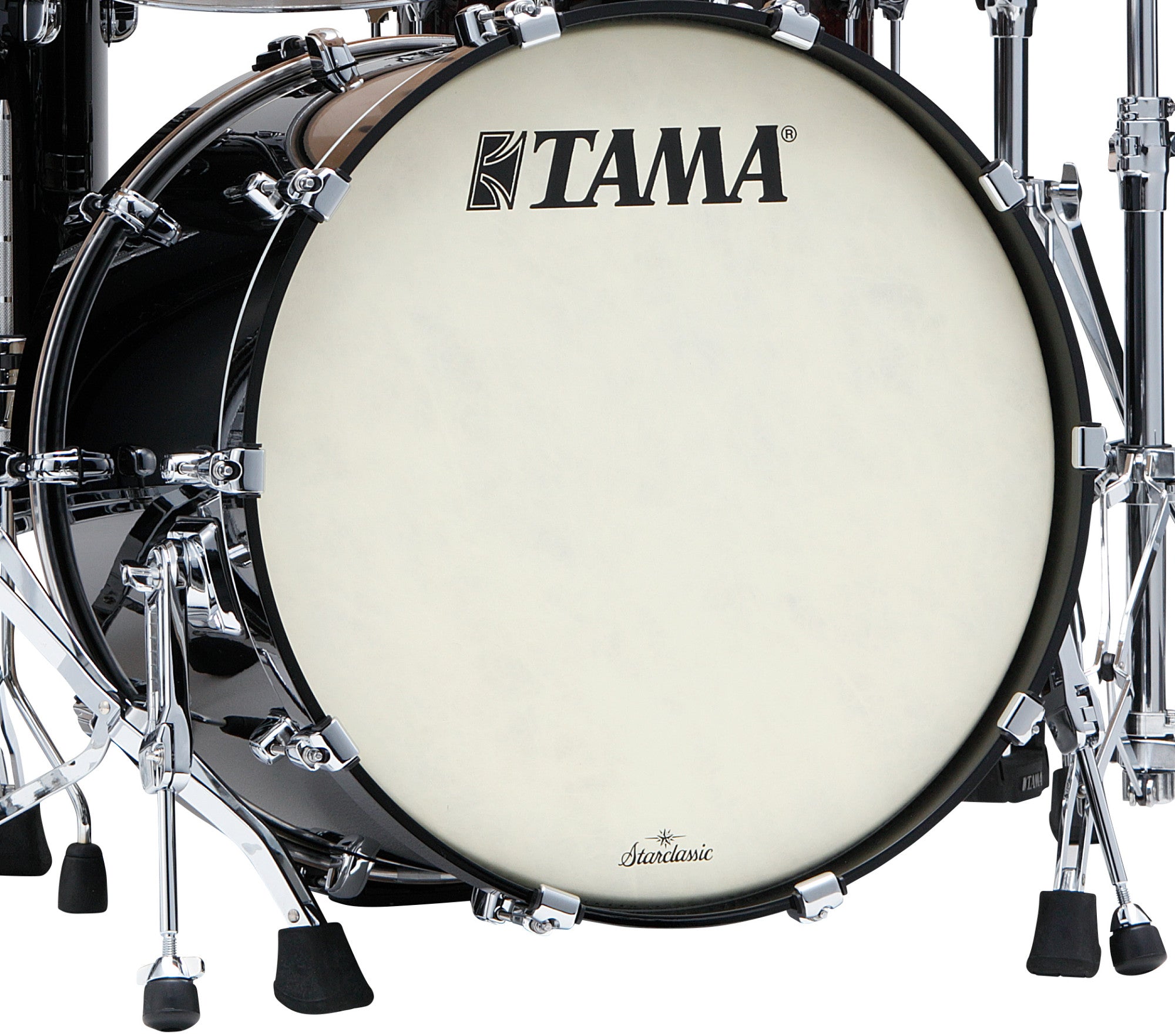 TAMA Starclassic Maple Lacquer Bass Drum 24" x 16" - Piano Black/Chrom HW/mit Tom Halter