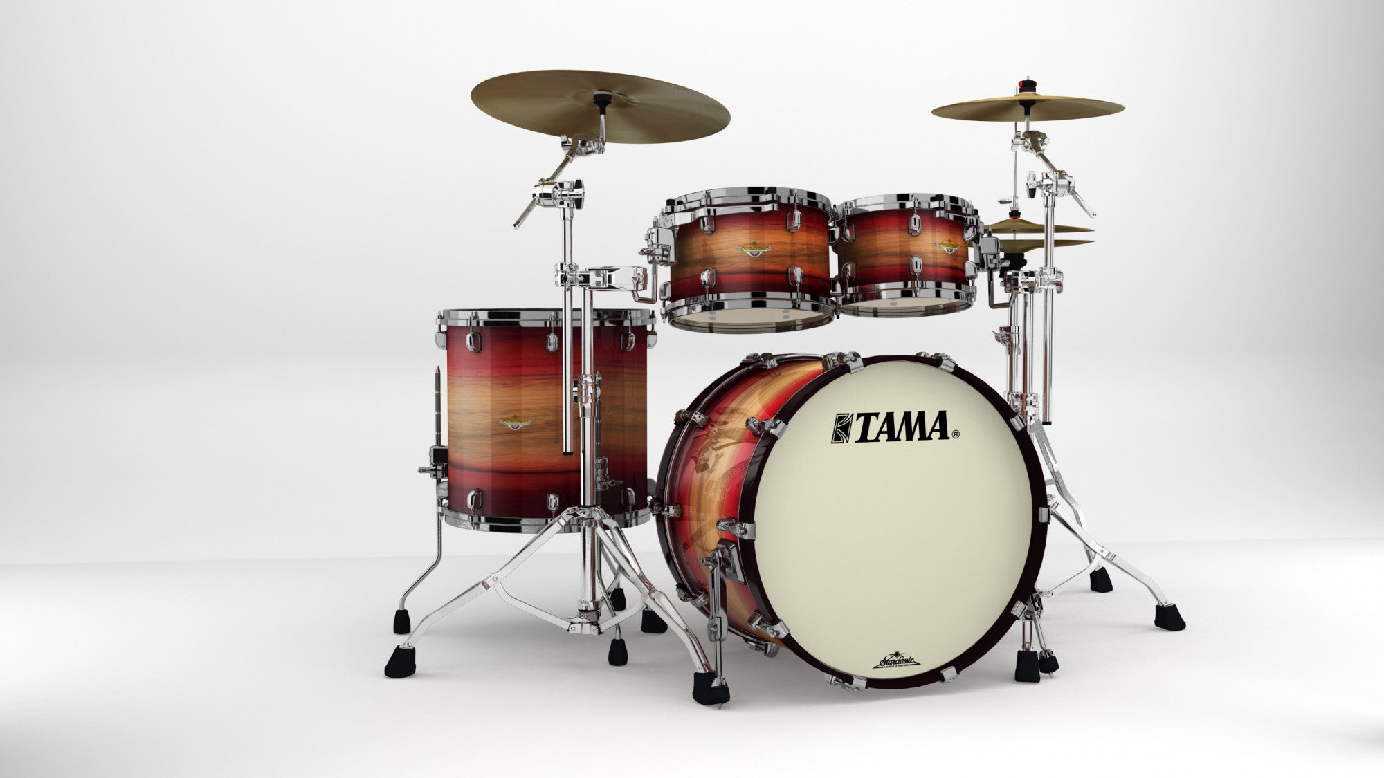 TAMA Starclassic Maple Exotic Shell Kit 4 teilig - Ruby Pacific Walnut Burst/Black Nickel HW