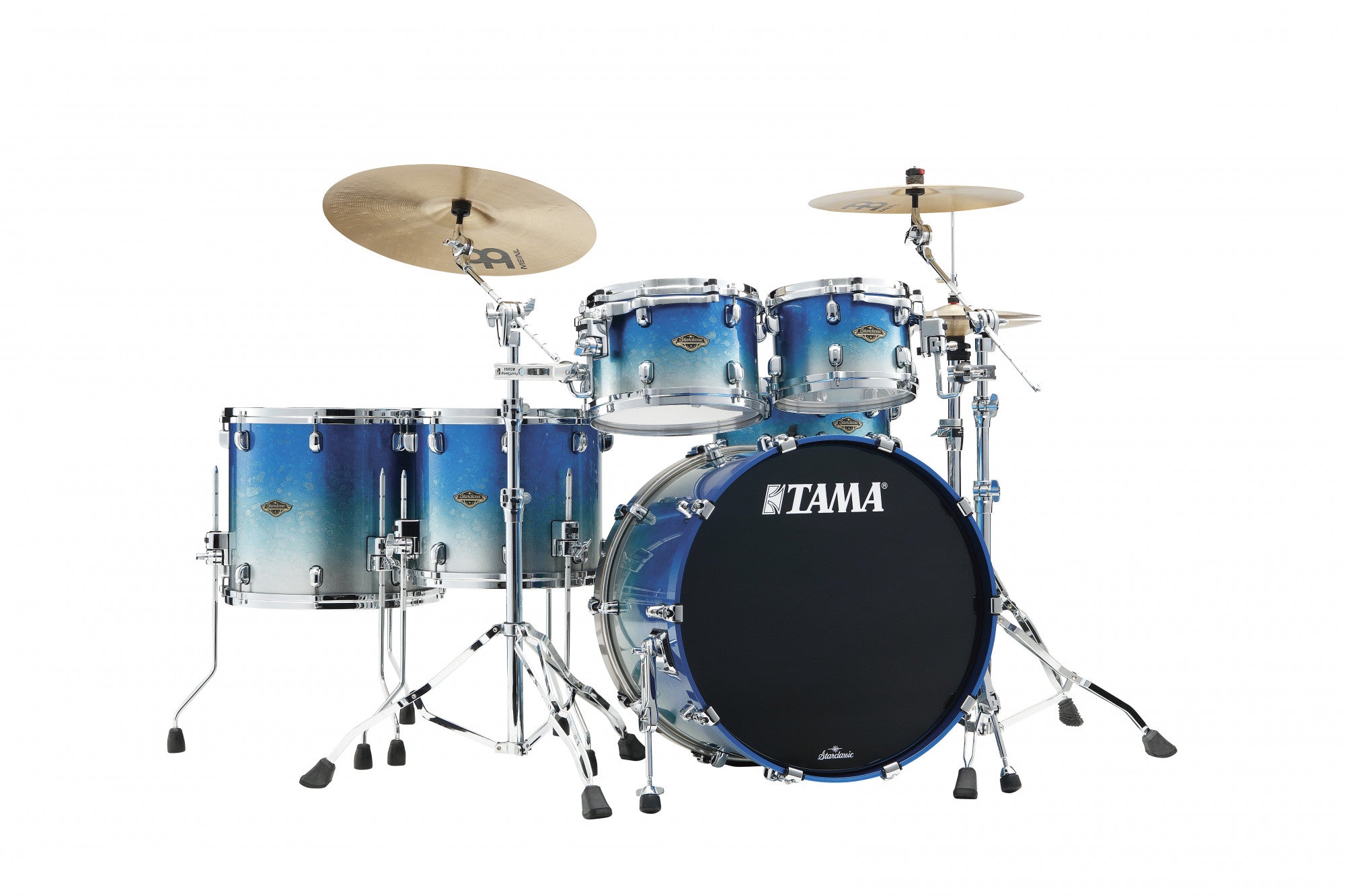 TAMA Starclassic Walnut/Birch Lacquer Shell Kit 5 teilig - Molten Blue Ice Fade/Chrom HW