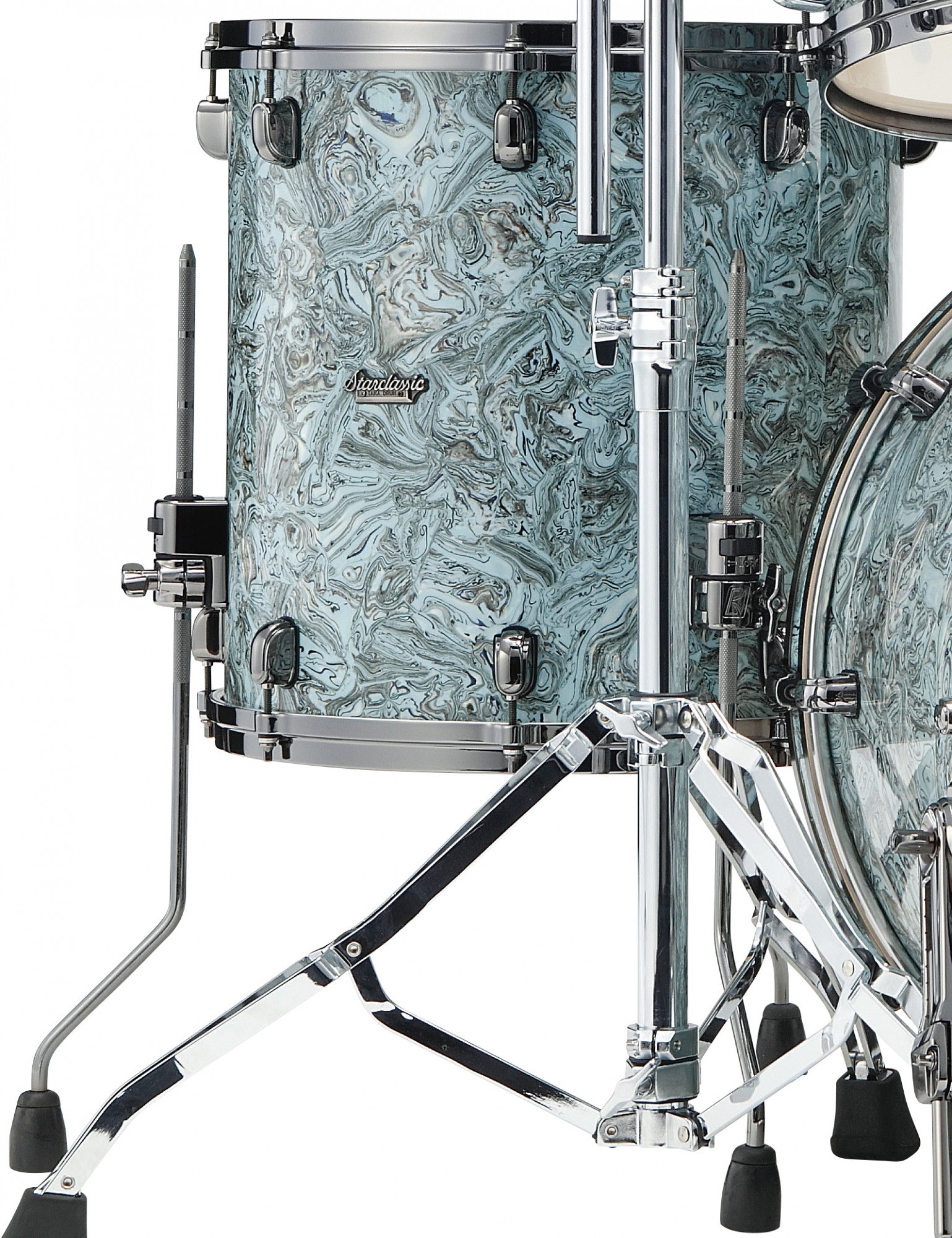 TAMA Starclassic Maple Duracover Wrap Floor Tom 14" x 12" - Sky Blue Swirl/Black Nickel HW