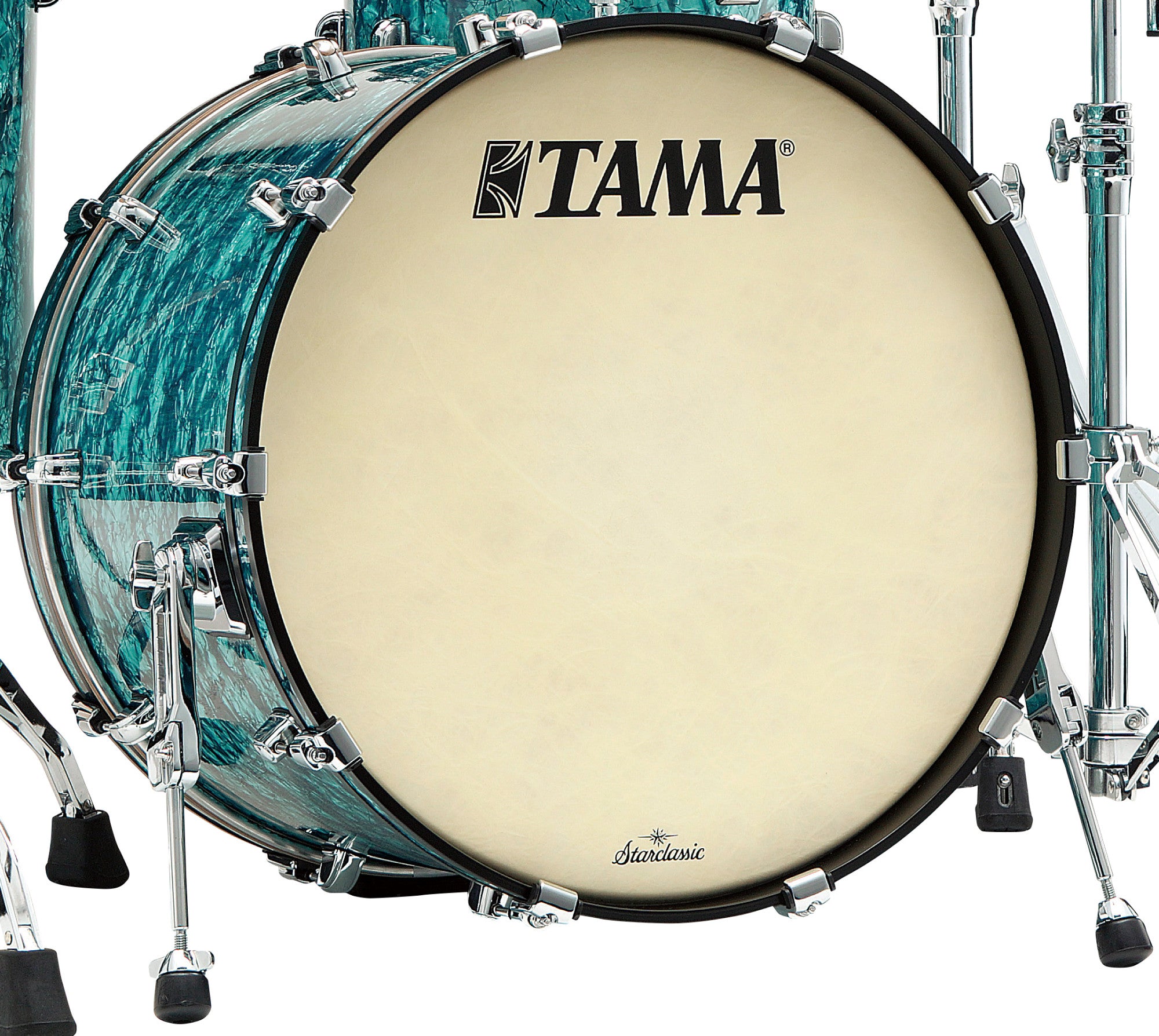 TAMA Starclassic Maple Duracover Wrap Bass Drum 22" x 16" - Turquoise Pearl/Chrom HW/ohne Tom Halter