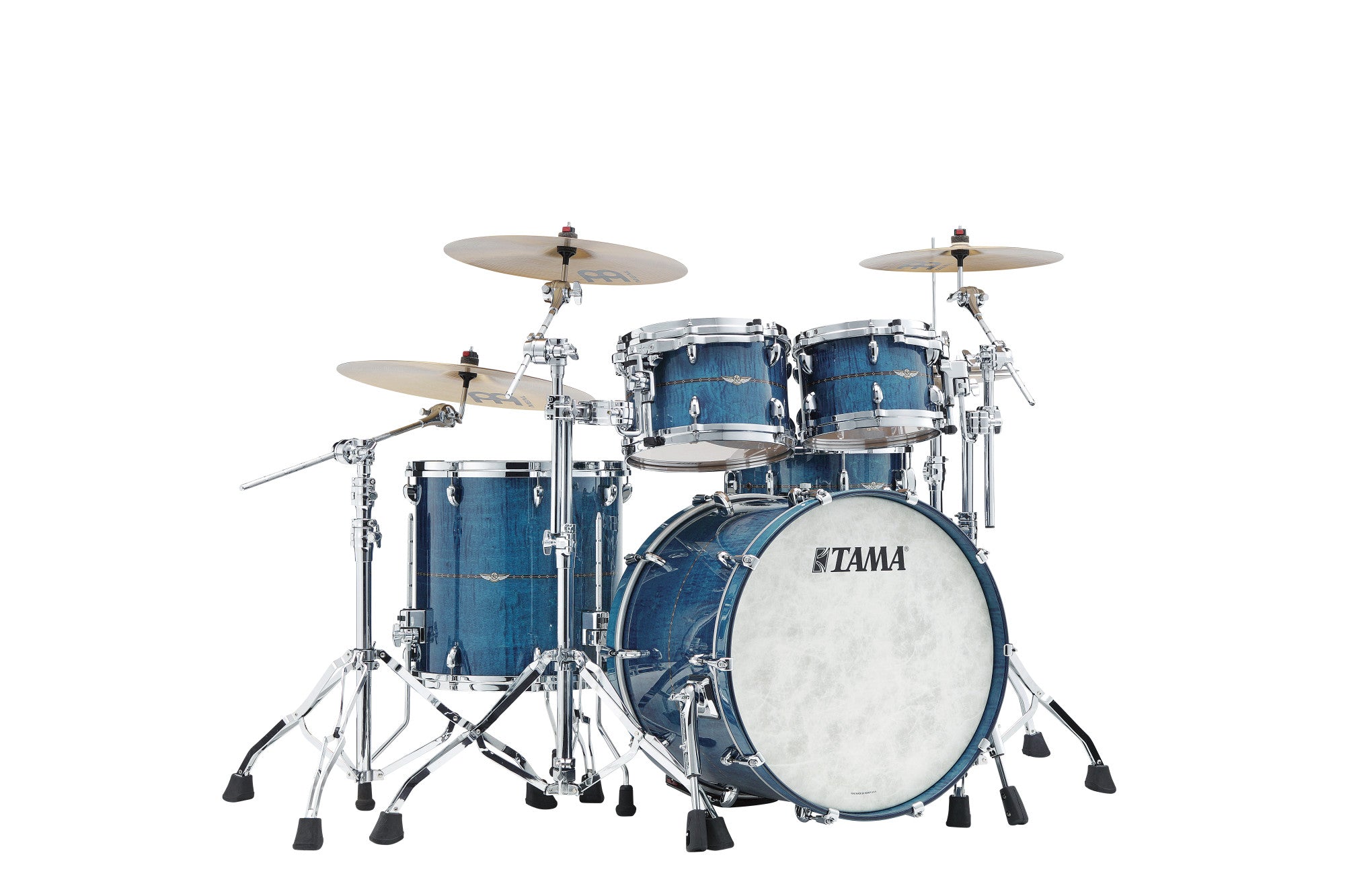 TAMA STAR Maple Shell Kit 4 teilig - Ocean Blue Curly Maple/Chrom HW