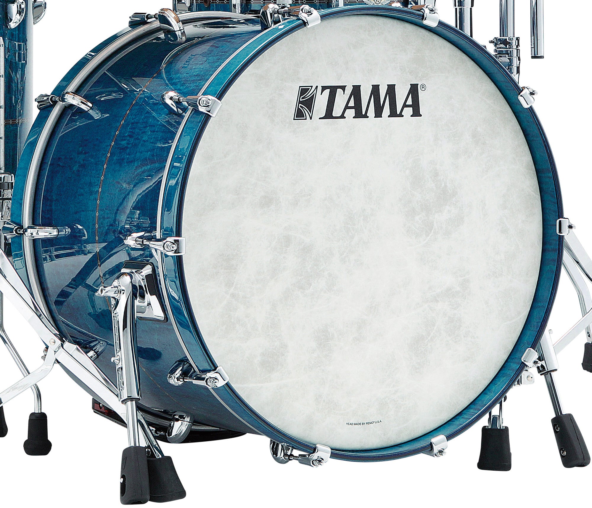 TAMA STAR Maple Bass Drum 20" x 16" - Ocean Blue Curly Maple/Chrom HW/Drum Hoop Matched mit Inlay (outside)